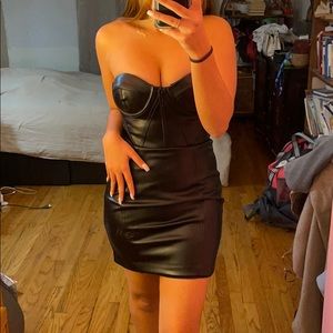 Meshki: Faux Leather Dress